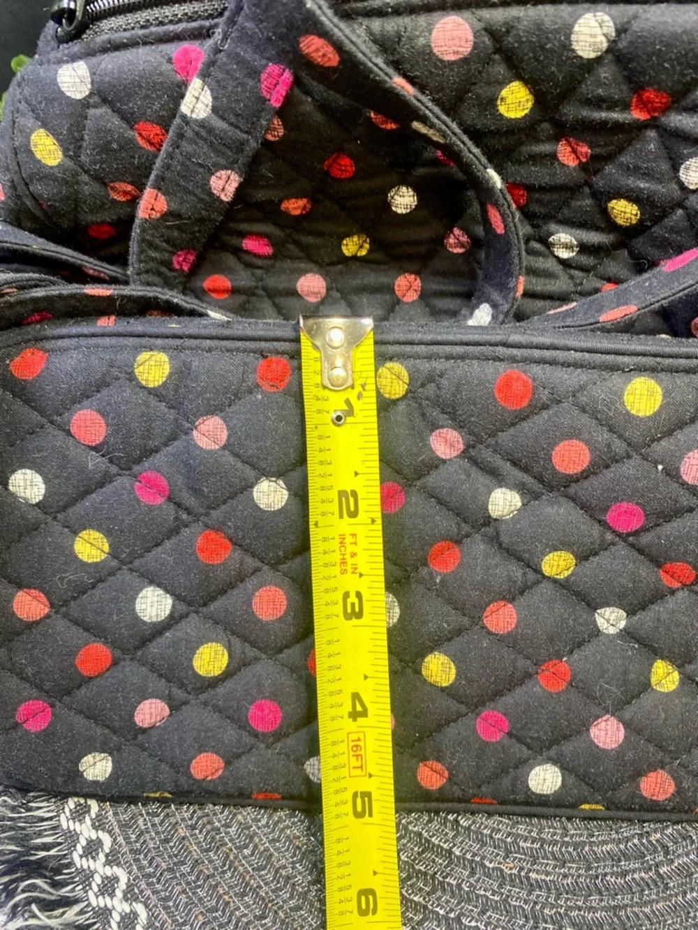 NWOT Vera Bradley Havana Dot Black Quilted Backpack‎ with Multicolor Dots